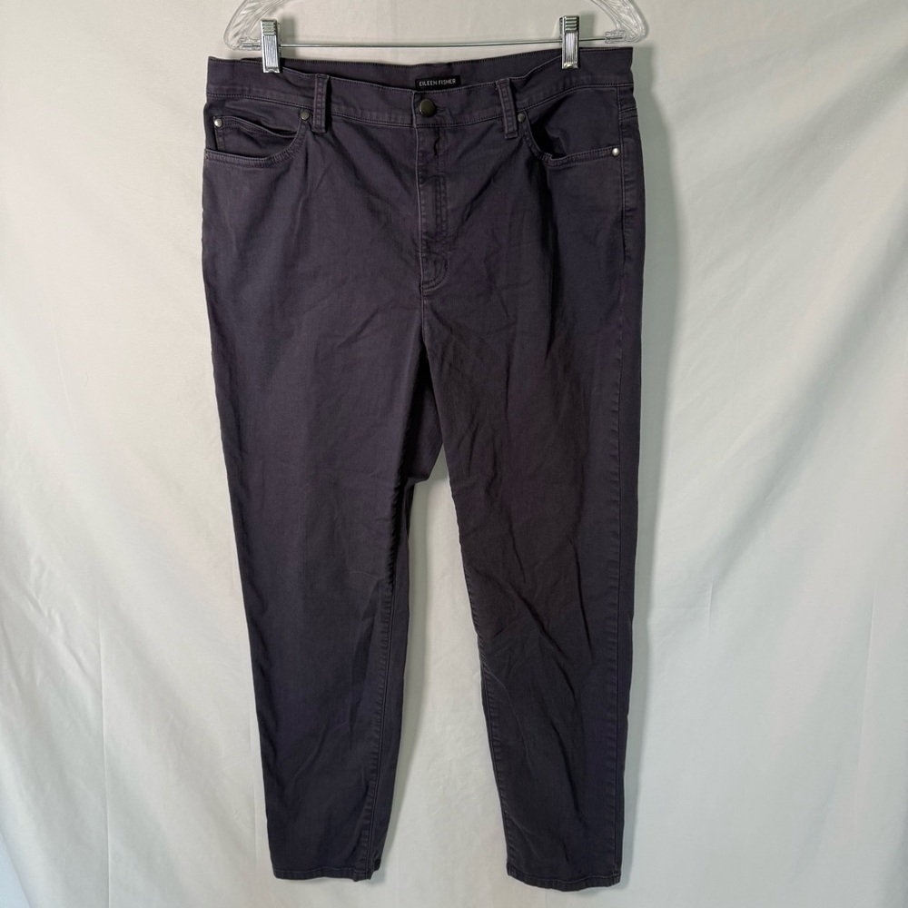 Eileen Fisher Organic Cotton Stretch Slim Jeans Purple Gray Large 14/16